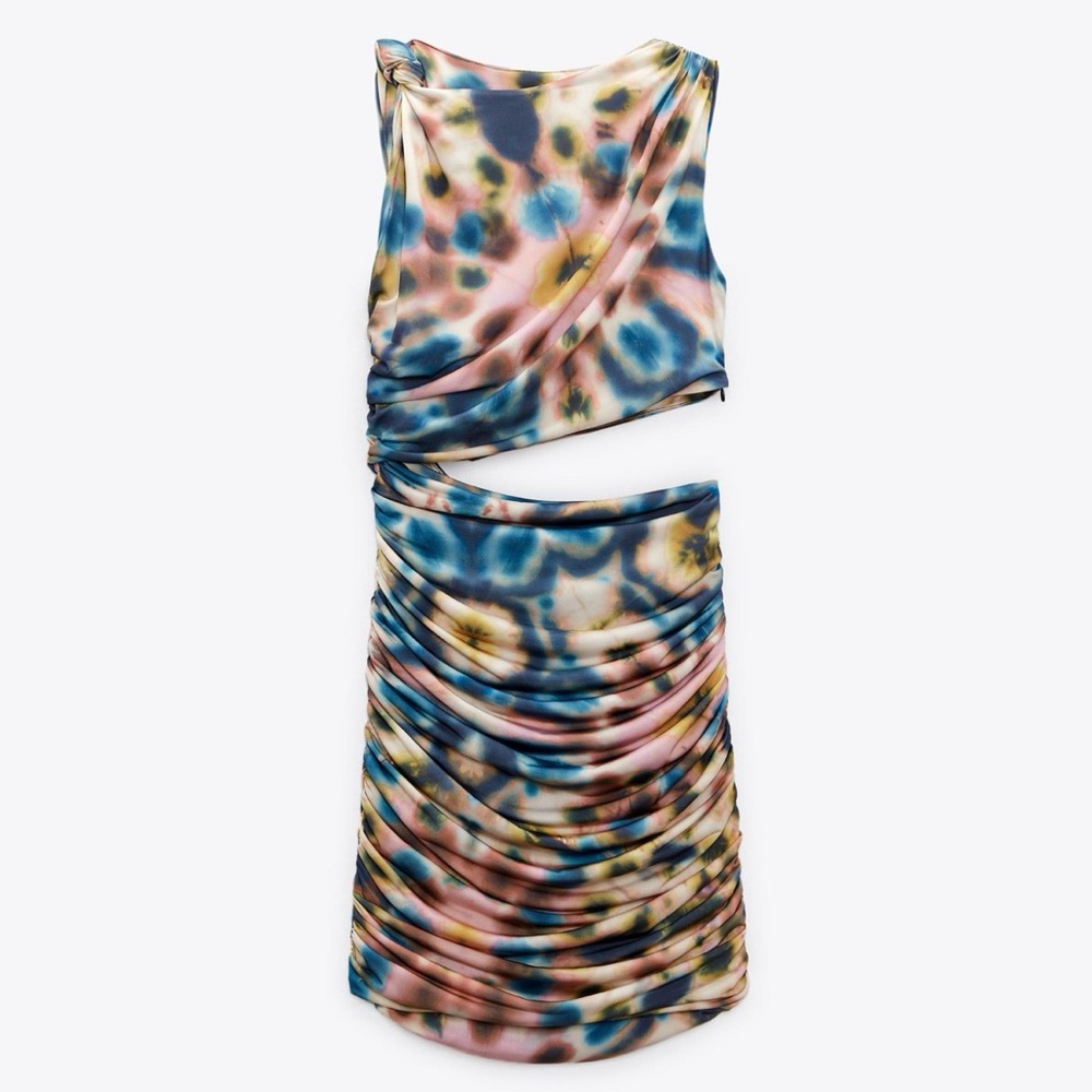 Zara Cut Out Mini Printed Dress